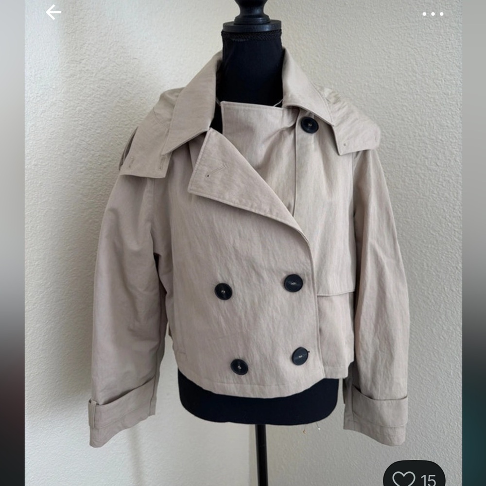 Zara Cropped Tan Trench Coat - Picture 6 of 6